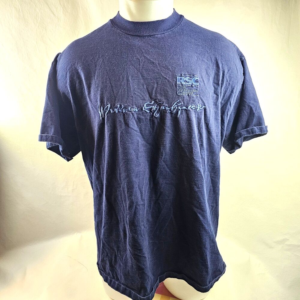 Royal Shakespeare Company T Shirt Mens 2XL Blue Vintage Theater Embroidered VTG